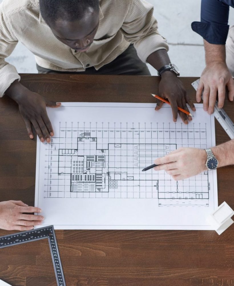 Working with construction blueprint