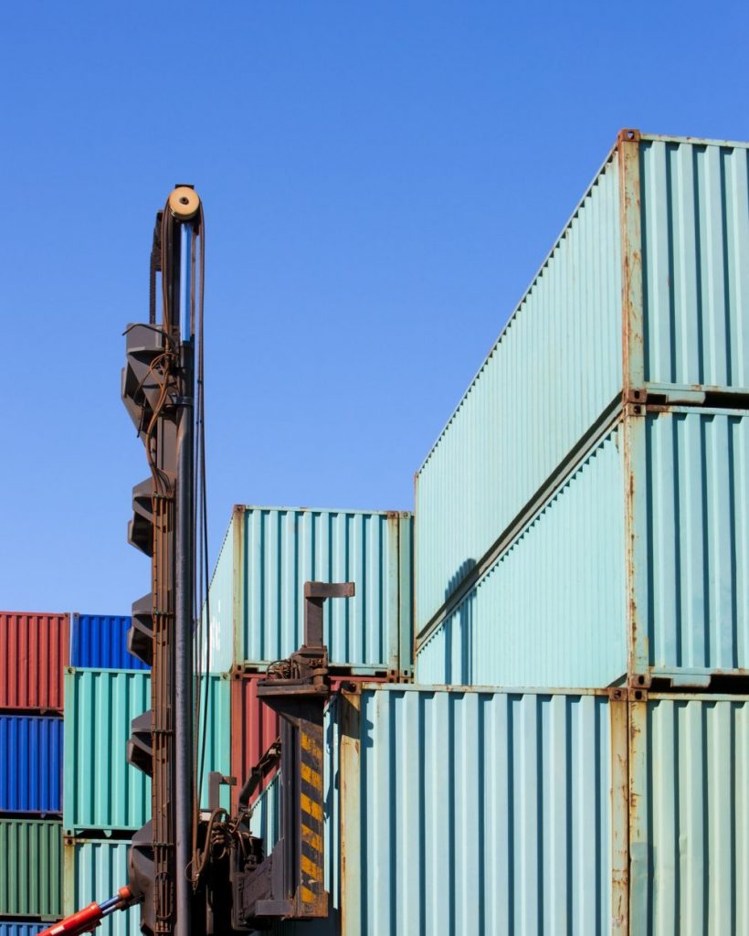 Cargo containers in shipping dock