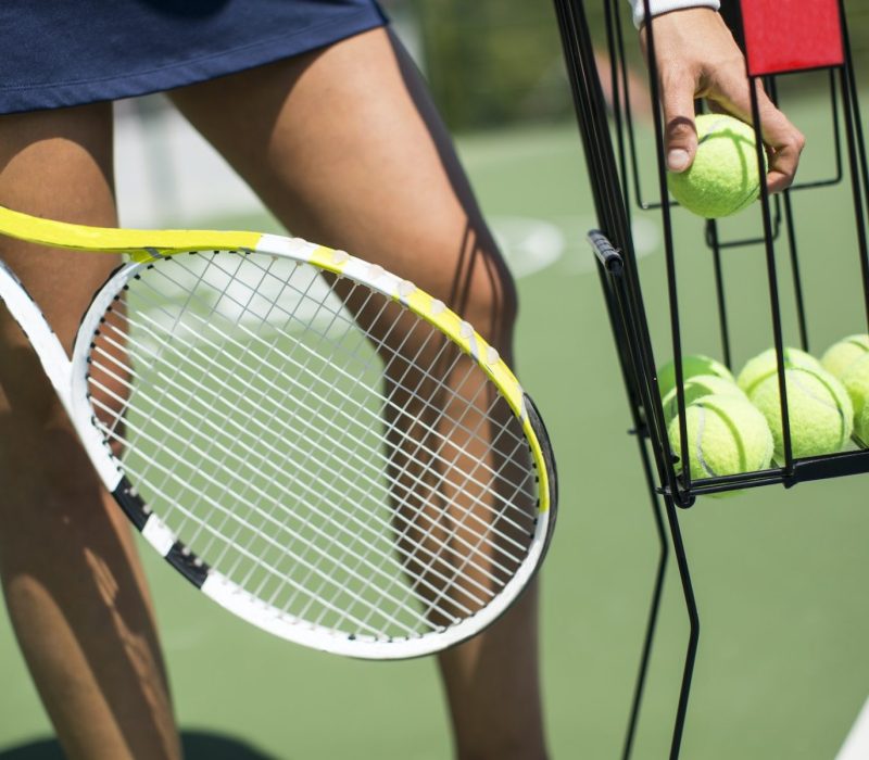 Young woman playing tennis
